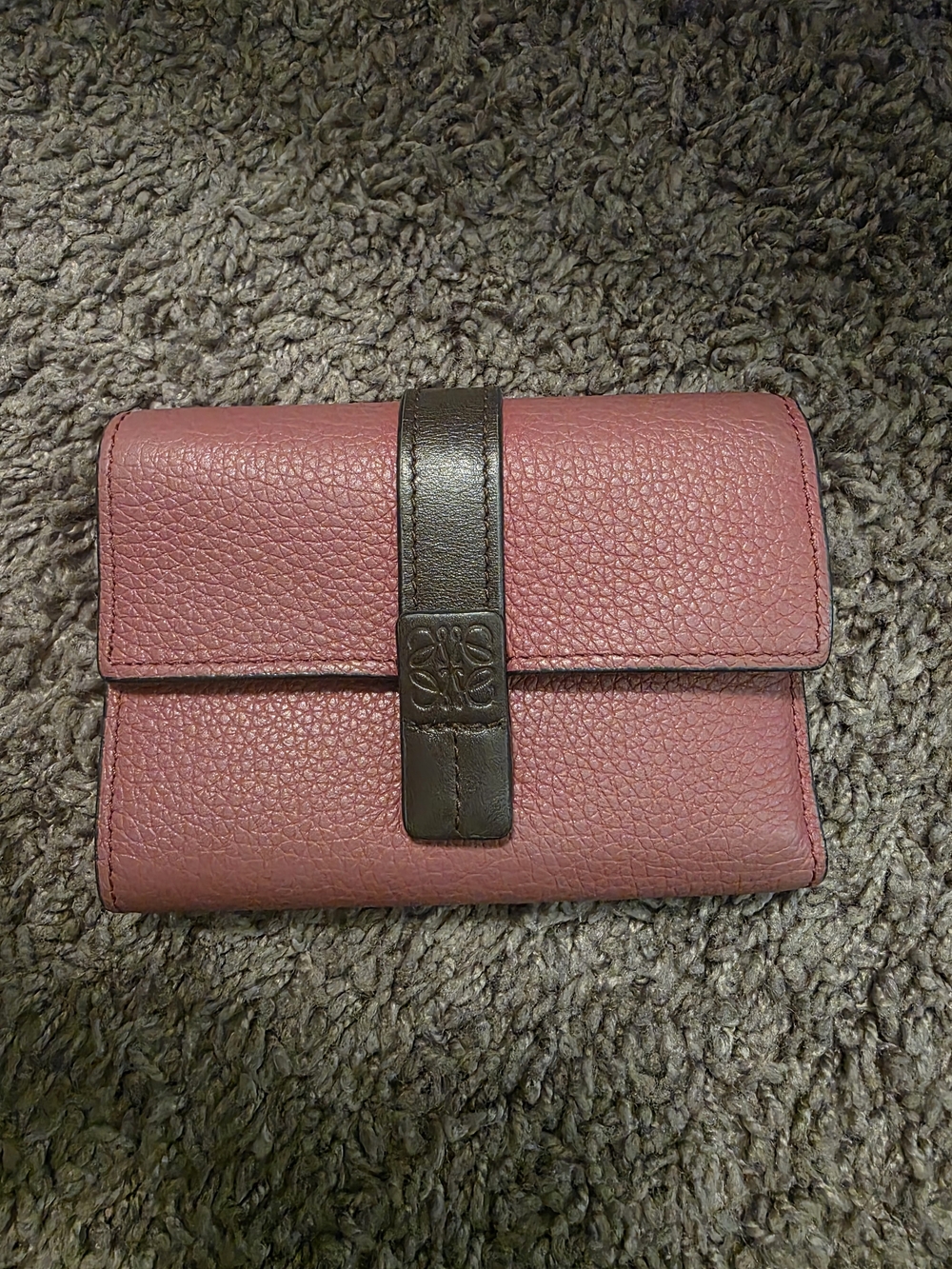 Loewe Pink Leather Wallet with Brown Strap